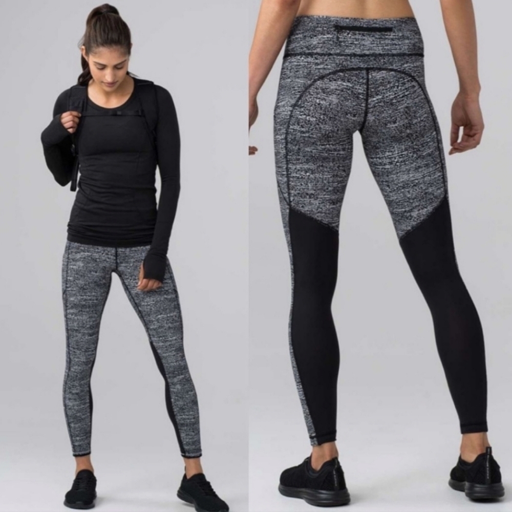 Lululemon Speed Tight V Leggings‎ Size 4 Air Time White Black Running Training